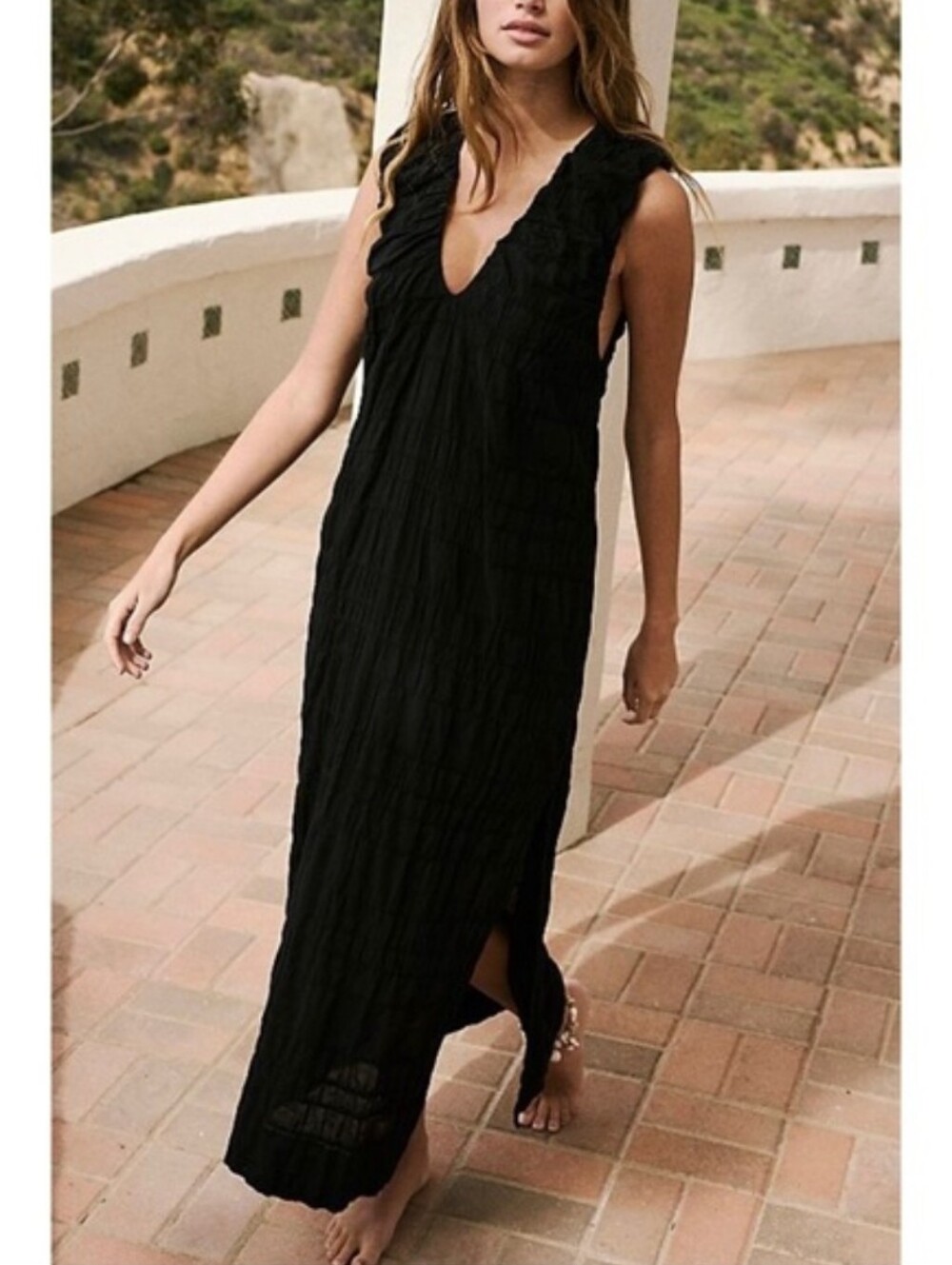 NWT Free People Agatha Midi Dress In Black Size Large